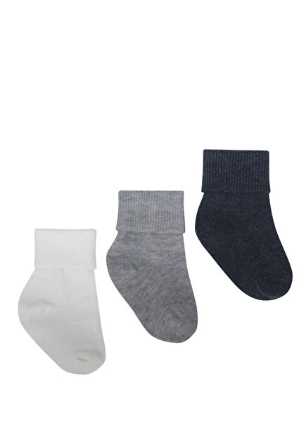 Renkli Yenidoğan Unisex Bebek 3'lü Çorap Seti