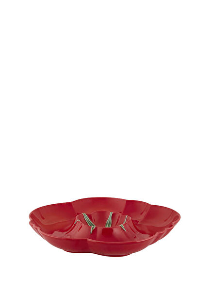 Red Tomato Shaped Ceramic Serving Plate