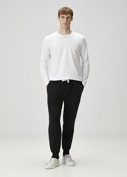 Black Drawcord Jogger Pajama Bottoms