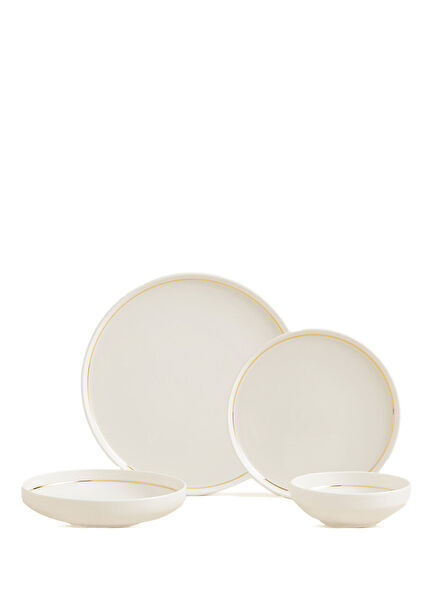 Luna Gold Rim Porselen 4 Kişilik Yemek Takımı