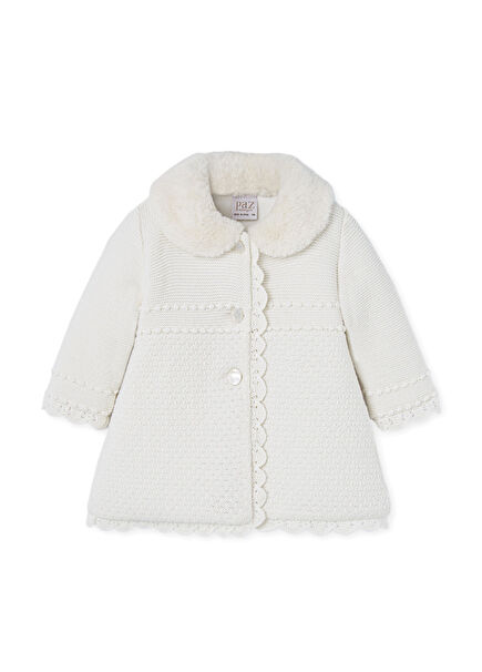 Cream Knitwear Baby Girl Coat