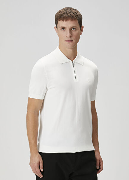 White Short Sleeve Polo Sweater
