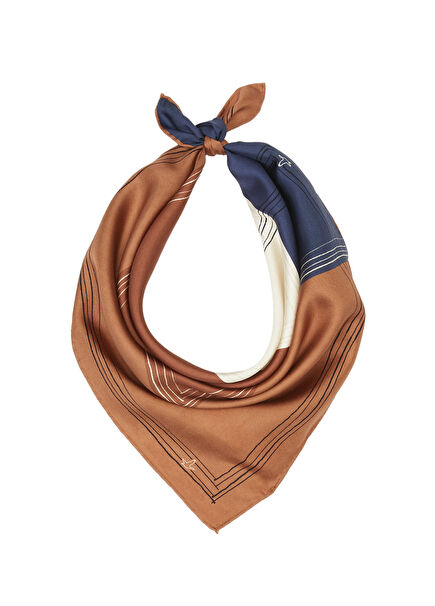 Dark Brown Border Pattern Silk Scarf