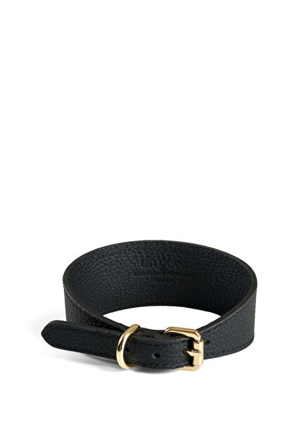 Poco Black Leather Dog Collar