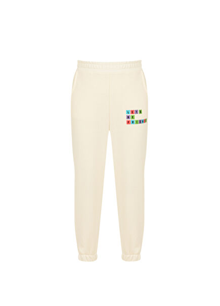 Krem Baskılı Unisex Çocuk Jogger Eşofman