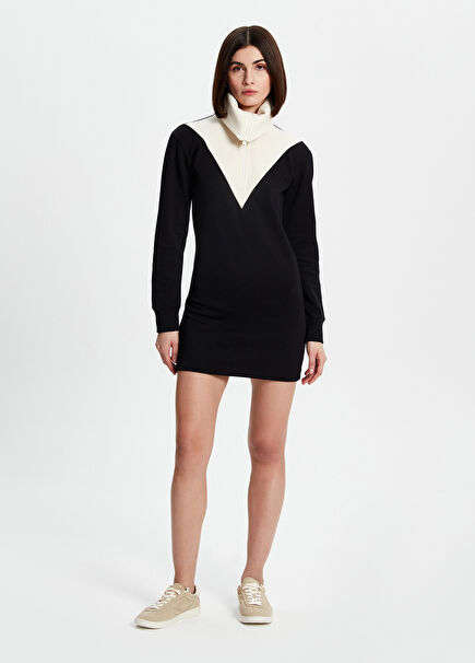 Siyah Mini Sweater Kadın Elbise