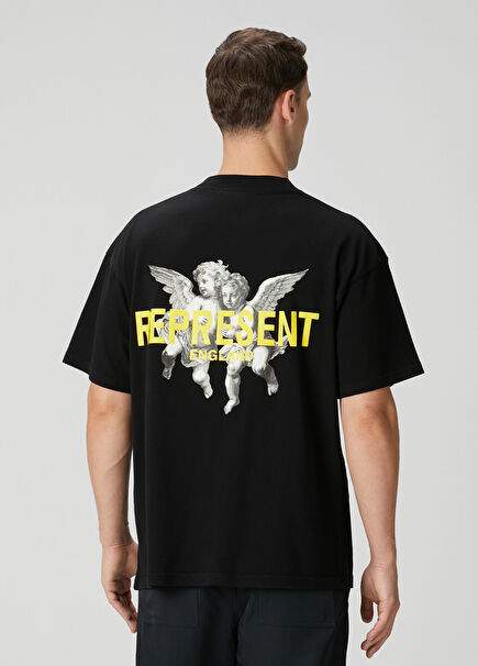 Siyah Figür Baskılı Logo Detaylı T-shirt