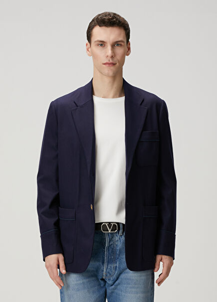 Navy Blue Cashmere Jacket