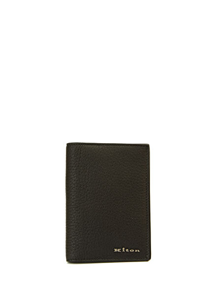 Black Logo Detailed Men's Leather Passport Holder