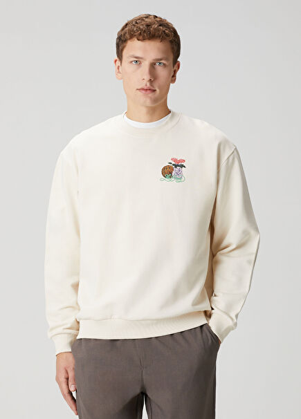 Cole Table Krem Organik Pamuk Sweatshirt