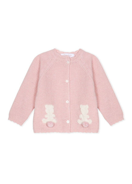 Patterned Pink Knitwear Baby Girl Cardigan
