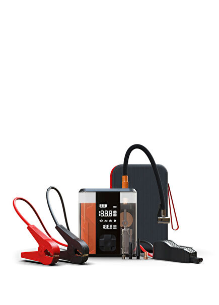 CG201 4 Fonksiyonlu Araç Akü Takviye Cihazı Hava Pompası ve Powerbank 8800 mAh