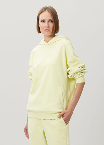 Açık Sarı Kapüşonlu Sweatshirt