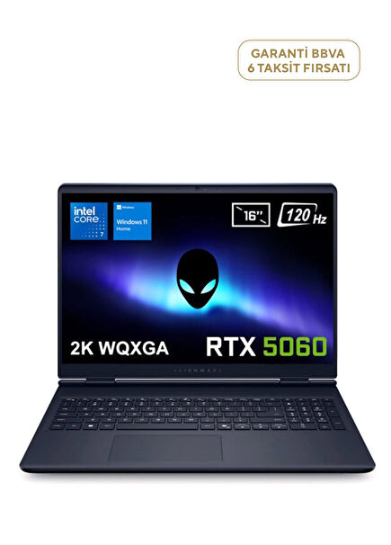 Alienware 16 Aurora Intel Core 7-240H 16GB Ram DDR5 1TB SSD RTX5060 8GB 16" 2K WQXGA 120Hz WVA Windows 11 Home Gaming Laptop AC16250-C716156W