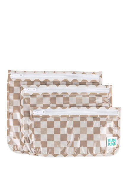 Sand Check Transparent 3-Pack Travel Bag Organizer