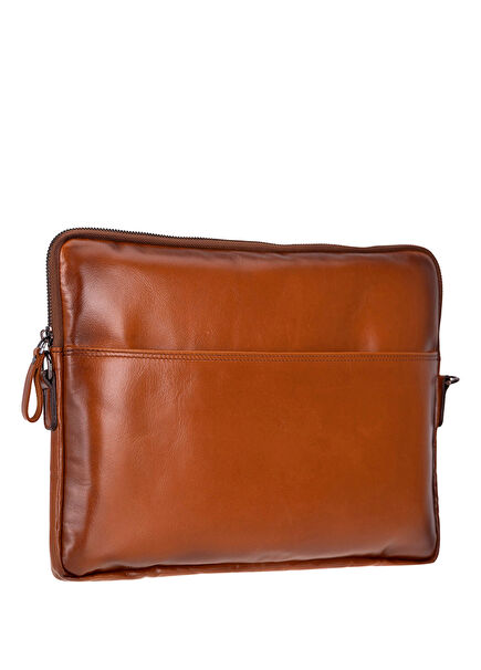 Sleeve Leeds 16" Sandy Tan Taba Deri Laptop ve Tablet Askılı Kılıfı