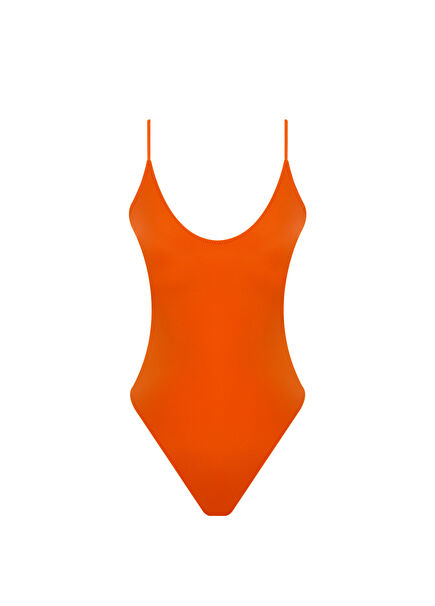Savanna Econyl V-Neck Crisscross Strapped Orange Women's Swimsuit