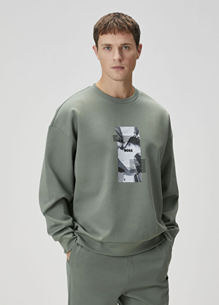 Yeşil Logo Baskılı Sweatshirt