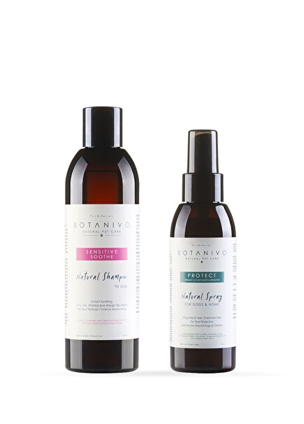 Köpekler İçin Organik İçerikli Pire & Kene Karşıtı Sprey ve Şampuan Tam Bakım 2'li Set