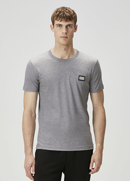 Grey Logo Detailed T-Shirt