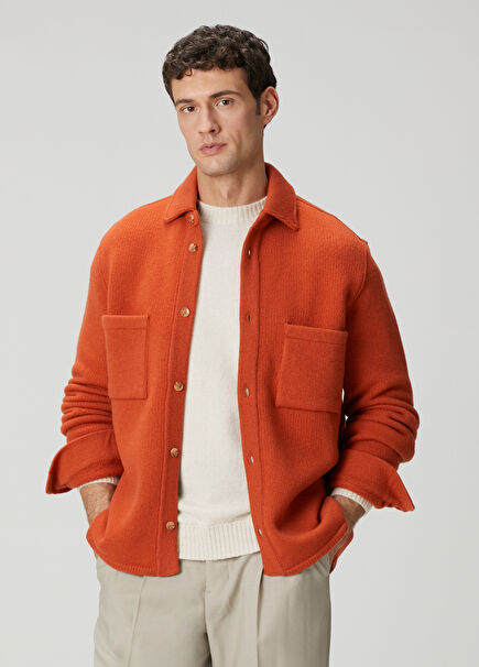 Turuncu Yün Triko Hırka