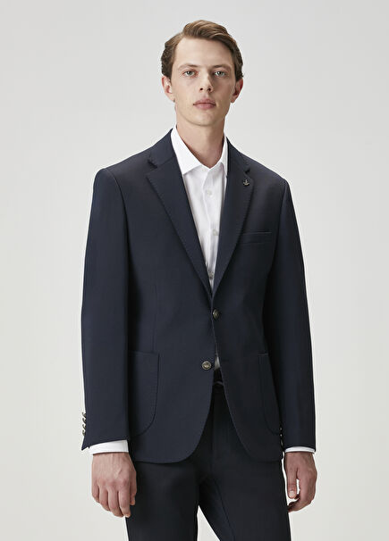 Lacivert Örme Blazer