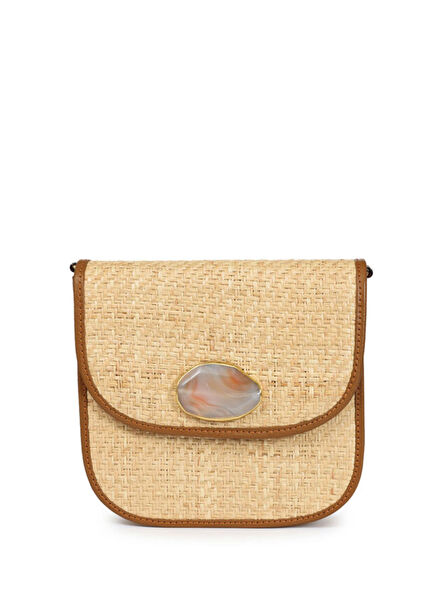 Jean Crossbody Naturel Deri Detaylı Kadın El Çantası