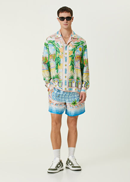 Multicolored Silk Bermuda
