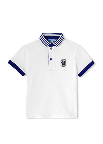 Beyaz Polo Yaka Kısa Kollu Erkek Çocuk T-shirt
