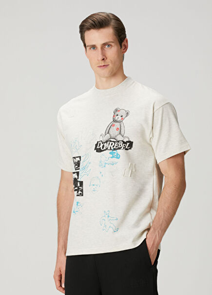 High Low Printed Logo Detailed T-Shirt