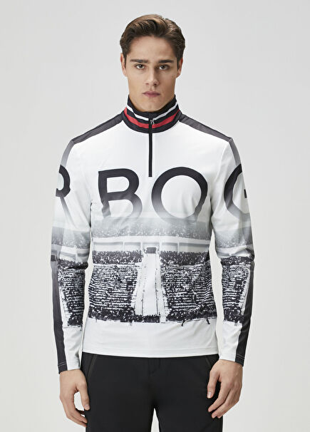 Verti Navy Blue Collar Zippered Sweatshirt