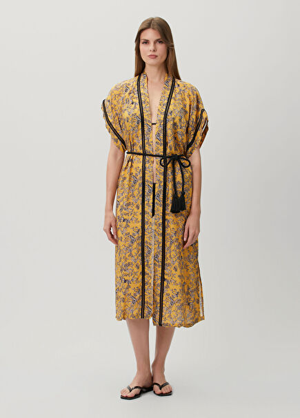 Panama Sarı Desenli Kimono