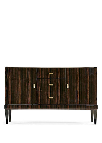 Rectangular Curved Art Deco Kahverengi Ahşap Konsol