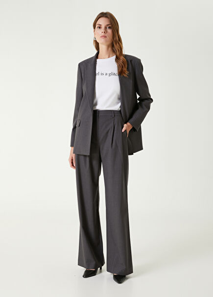 Dark Grey Striped Trousers