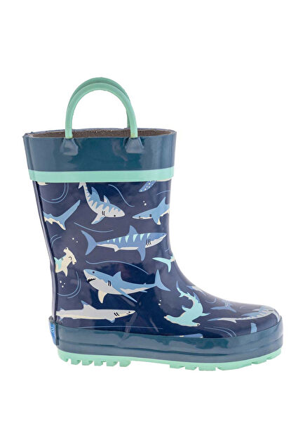 Mavi Köpek Balığı Desenli Erkek Çocuk Yağmur Çizmesi