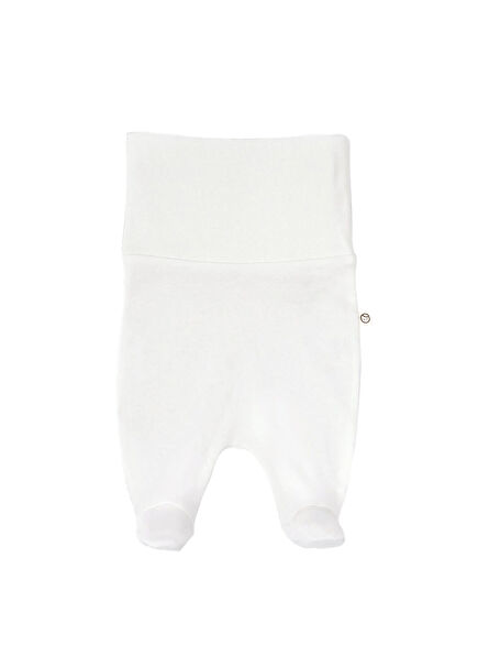White Organic Cotton High Waist Unisex Baby Booties Pants