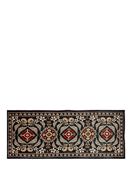Ethnic Siyah Desenli Yün Kadın Fular