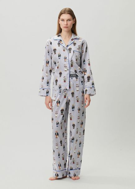 Polo Bear Blue Striped Pajama Set