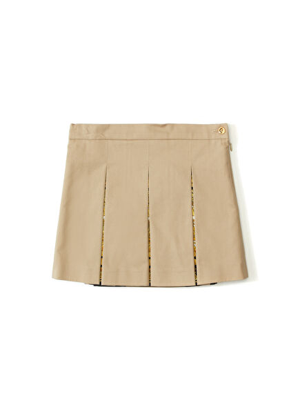 Krem Desenli Kız Çocuk Etek