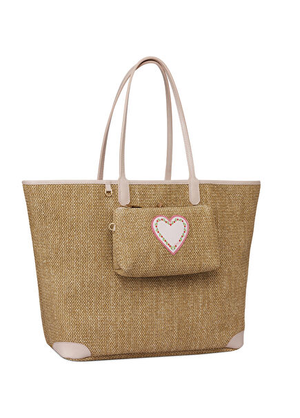 Carla Raffia Naturel Kadın Büyük Boy Tote Omuz Çantası