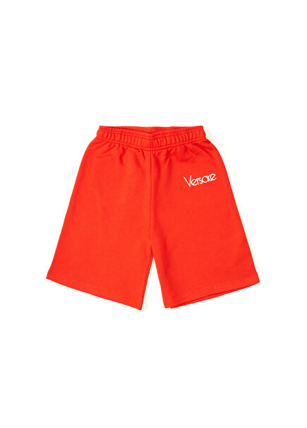 Red Logo Detailed Children's Shorts