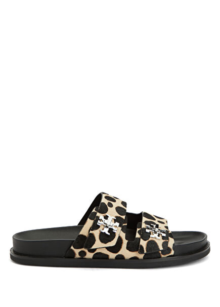 Leopar Desenli Kadın Deri Terlik