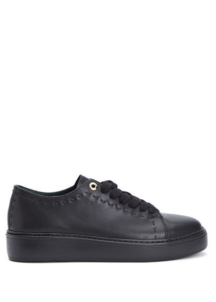 Black Women's Leather Sneakers