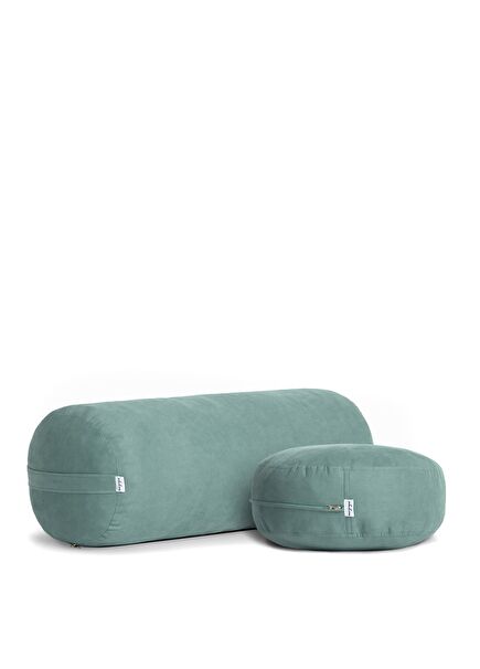 Green Bolster and Meditation Cushion