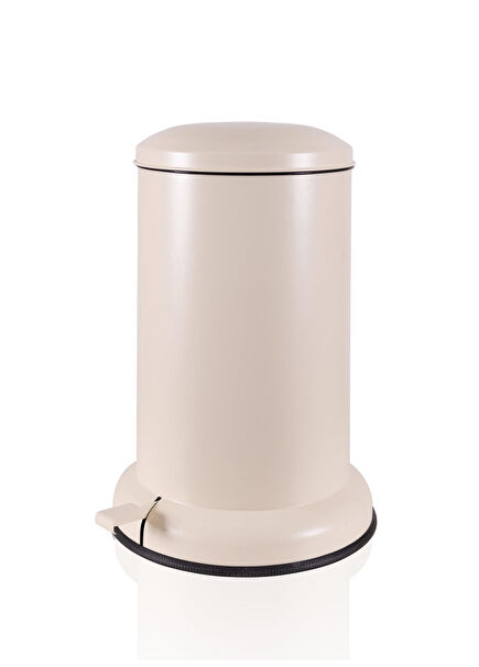 Beige Pedal Metal Trash Can