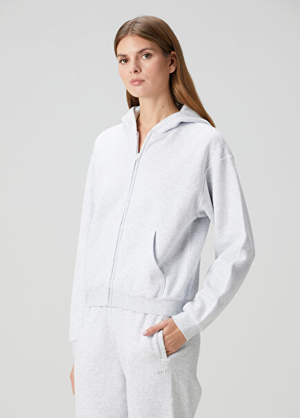 Classic Grey Hooded Zip-Up Sweatshirt