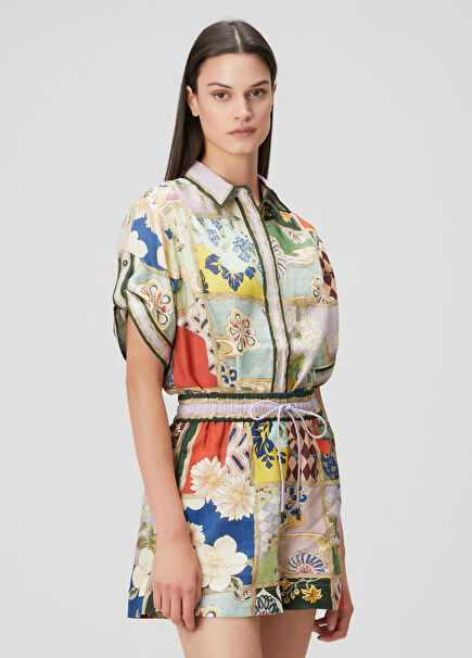 Bianca Patterned Linen Shirt