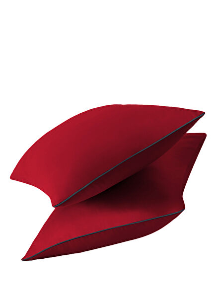 Anthracite Piped Red Pillowcase 50x70 cm