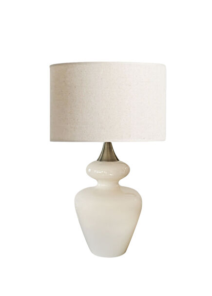 Krem Rengi Fiola Ahşap Abajur