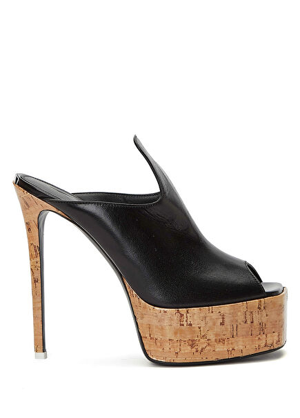 Black Women's Leather Slippers